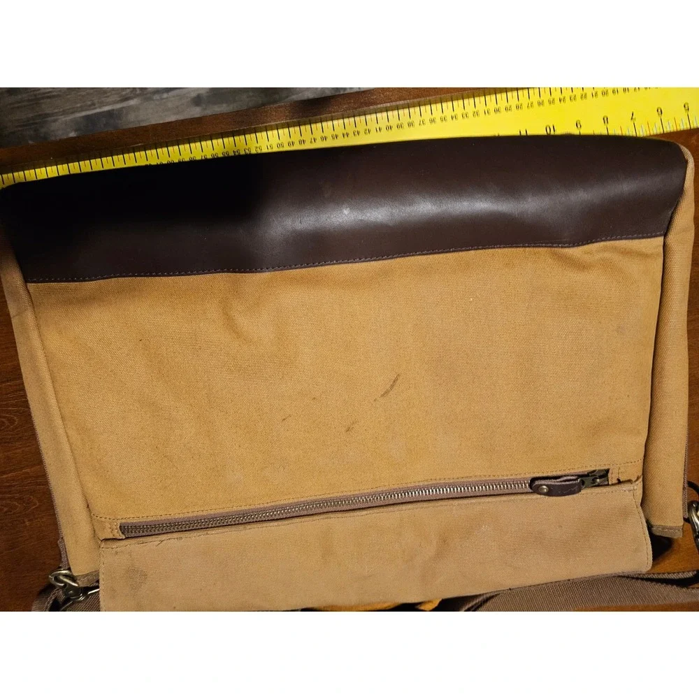 Sportsmans Warehouse Canvas Leather Messenger Bag Tan Brown Field Briefcase